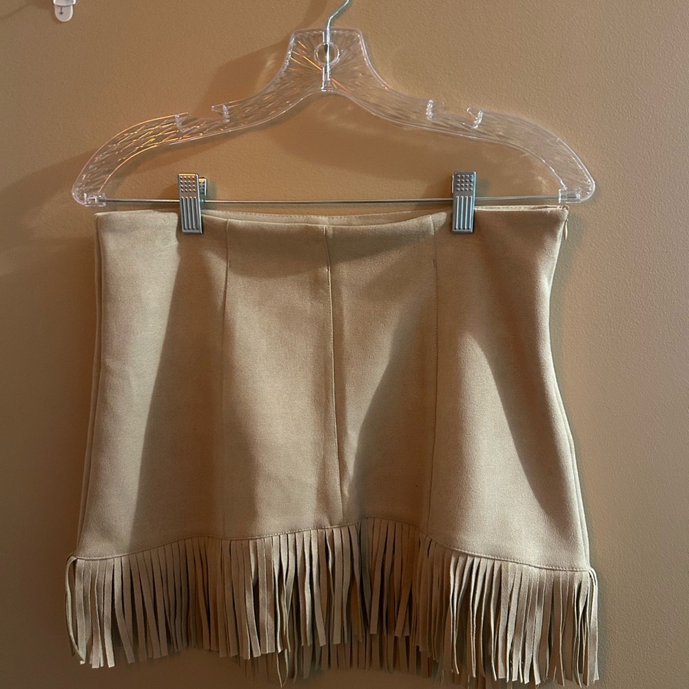 Forever 21 Beige Fringe Mini Skirt